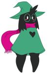  &lt;3 2019 anthro black_fur blush bovid caprine clothed clothing deltarune digital_media_(artwork) eyewear fur glasses goat hat hi_res horn looking_at_viewer male mammal ralsei scarf simple_background smile solo sssonic2 standing video_games white_background white_eyes wizard_hat young 
