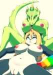  big_breasts black_fur blonde_hair blue_eyes blush boob_hat breasts eye_contact female female/female fur giant_panda green_skin hair hi_res horn kimmy lizard looking_at_another lying mammal multicolored_tail nipples nude numinex on_back pink_eyes pink_nipples pussy rainbow_tail reptile scalie sitting slit_pupils spread_legs spreading tongue tongue_out uel ursid white_fur 