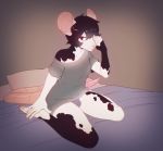  anthro bed bulge clothed clothing hair kneeling looking_at_viewer male mammal mouse pillow rodent solo suelix underwear 
