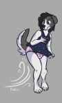  2019 anthro black_hair blue_eyes blush border_collie canid canine canis clothed clothing clothing_lift collie diaper domestic_dog dress dress_lift embarrassed female floppy_ears hair hi_res katlin katlin_perkins mammal partially_clothed simple_background solo standing wind 