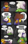  absolutedream animated asriel_dreemurr boss_monster bovid caprine comic dialogue english_text human mammal papyrus_(undertale) phone protagonist_(undertale) soaked static text undertale video_games 