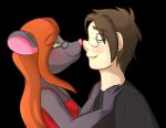  anthro brown_hair eyewear foxhatarts glasses hair hazel hi_res human interspecies mackya mammal mouse red_hair rodent 