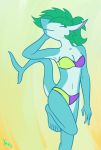  absurd_res aniyah anthro breasts clothing digital_media_(artwork) eyes_closed female fish hair hi_res marine shark simple_background smile solo swimsuit yenchey 