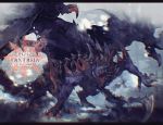  blurry blurry_background copyright_name dragon logo murok no_humans open_mouth outdoors pixiv_fantasia pixiv_fantasia_last_saga red_eyes rererenoren solo 