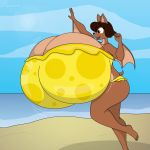  beach big_breasts bikini breasts chiropteran clothing female hi_res huge_breasts hyper hyper_breasts mammal satsumalord seaside sky solo swimsuit 