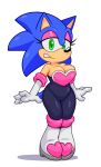  2019 acstlu anthro black_nose breasts clothed clothing crossgender eulipotyphlan eyelashes eyeshadow female green_eyes hedgehog hi_res makeup mammal rouge_the_bat simple_background solo sonic_(series) sonic_the_hedgehog white_background 