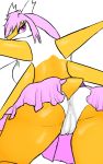  2019 anthro anus breasts butt clothing digital_media_(artwork) female hair hi_res latias legendary_pok&eacute;mon looking_at_viewer nintendo ownychan pink_eyes pink_hair pok&eacute;mon pok&eacute;mon_(species) pussy simple_background skirt solo video_games 