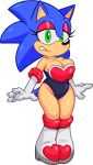  &lt;3 acstlu better_version_at_source blue_fur boots breasts cleavage clothed clothing cosplay crossgender curvaceous eulipotyphlan eyelashes eyeshadow female footwear fur gloves green_eyes hedgehog leotard makeup mammal rouge_the_bat sonic_(series) sonic_the_hedgehog 