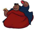  anthro belly beverage big_belly black_hair clothed clothing food hair hi_res holding_beverage holding_food holding_object love_handles male mammal moobs obese obese_male open_mouth open_smile overweight overweight_male pakodx pizza simple_background smile solo suid suina sus_(pig) tusks white_background wide_hips wild_boar 