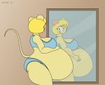  anthro big_breasts breasts clothed clothing female hyper hyper_pregnancy mammal mirror mouse pregnant rodent satsumalord solo underwear 