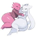  &lt;3 2019 alien big_butt bottomless butt clothed clothing eyes_closed feet girly hi_res horn male moi neck_fur neck_tuft partially_clothed pink_skin puwa simple_background smile sssonic2 tendrils thick_thighs tuft void_(sssonic2) white_background 
