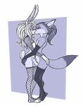  anthro bugs_bunny canid canine clothed clothing crossdressing disney duo eyes_closed fishnet fox girly hair hand_on_butt hi_res kissing lagomorph legwear looney_tunes luraiokun male male/male mammal monochrome nick_wilde penis stockings warner_brothers zootopia 