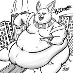  2019 anthro belly big_belly burping champa domestic_cat dragon_ball dragon_ball_super felid feline felis fur hi_res macro male mammal obese overweight overweight_male serpentsaurus solo sphynx_(cat) 