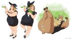  2019 accident anthro aoino_broome big_breasts blue_eyes blush breasts brown_fur brown_hair clothed clothing dress erect_nipples female footwear fur hair hat hi_res high_heels huge_breasts human human_to_anthro jewelry lying magic_user mammal mature_female necklace nipples on_back open_mouth overweight pawpads pussy shoes simple_background skull smile solo spill sweat tight_clothing torn_clothing transformation tripping ursid voluptuous white_background witch witch_hat 