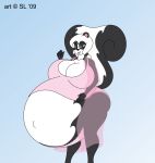  anthro breasts clothed clothing female hi_res hyper hyper_pregnancy lingerie mammal mephitid pregnant satsumalord skunk solo translucent 
