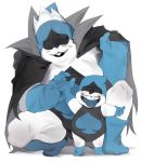  9999gpera bulge cub darkner deltarune duo father father_and_son humanoid king_spade lancer_(deltarune) parent simple_background son video_games young 