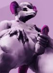  absurd_res anthro balls biped butt_from_front digital_media_(artwork) erection fur glans hi_res holding_penis humanoid_penis ironwood looking_at_viewer looking_down low-angle_view male mammal nude penis pink_nose pink_tail pink_theme rat rodent simple_background smile snout solo white_fur yellow_eyes 