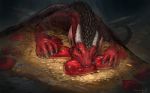  2019 ambiguous_gender detailed_background digital_media_(artwork) dragon feral hi_res hoard horn red_scales scales scalie themefinland western_dragon 