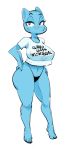  &lt;3 &lt;3_eyes 2019 anthro big_breasts black_underwear blue_fur breasts cartoon_network clothed clothing dbaru digital_media_(artwork) domestic_cat felid feline felis female fur half-closed_eyes mammal mature_female nicole_watterson nipple_outline panties shirt simple_background solo standing the_amazing_world_of_gumball thick_thighs underwear whiskers white_background white_topwear 