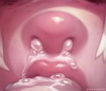  anthro close-up cum cum_bubble cum_from_nose cum_in_mouth cum_in_nose cum_inside cum_on_penis cyancapsule domestic_pig duo emelie eyelashes fellatio female hair lips male male/female mammal oral penis pink_skin pink_theme sex solo_focus suid suina sus_(pig) vein 