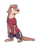  2019 anthro barefoot clothed clothing fuel_(artist) head_tuft lutrine male mammal mustelid oliver_(fuel) simple_background solo standing white_background 