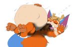  anthro belly big_belly bulge digestion digital_media_(artwork) duo fur gnar_(lol) hand_on_stomach heartman98 humanoid league_of_legends male male/male male_pred mammal open_mouth riot_games short_stack tongue video_games vore yordle 