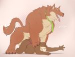  abdominal_bulge anal anal_penetration anthro anthro_on_feral balls bestiality big_balls big_dom_small_sub big_penis brown_fur canid canine canis clothing cum cum_from_mouth cum_in_mouth cum_inside cum_through duo erection feral fur hi_res humanoid_penis lutrine male male/male mammal muscular muscular_male mustelid necktie open_mouth penetration penis penis_shaped_bulge sex simple_background size_difference tankh tongue underwear underwear_aside wolf 