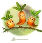  avian bird branch carrot cere_(anatomy) cryptid-creations flora_fauna food food_creature group humor night parakeet parrot plant pun star true_parrot vegetable visual_pun 
