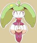  blush clitoris crepix eyes_closed female flora_fauna full_body green_hair hair long_hair nervous nintendo plant pok&eacute;mon pok&eacute;mon_(species) pussy shaking simple_background solo standing steenee sweat tan_background tears trembling twintails_(disambiguation) uncensored urethra video_games 