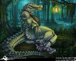  albino alligator american_alligator anthro breasts crocodilian detailed_background female nude reptile salonkitty scalie swamp 