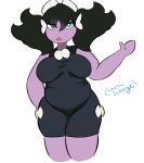  2019 absurd_res belly big_belly big_breasts bow breasts clothing cosmicscourge fan_character female gothitelle green_eyes hi_res humanoid lips nintendo not_furry overweight pok&eacute;mon pok&eacute;mon_(species) simple_background thick_thighs tight_clothing video_games voluptuous wide_hips 