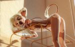  3d_(artwork) 4_fingers anthro canid canine canis chinese_crested_dog digital_media_(artwork) domestic_dog female flat_chested hair hairless hi_res looking_at_viewer mammal multi_nipple nipples nude pussy solo tail_tuft tchaikovsky2 tongue tongue_out tuft white_hair 