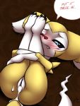  2019 blush cum cum_in_pussy cum_inside digimon digimon_(species) english_text female furball hybrid impmon renamon renimpmon short_stack solo text 