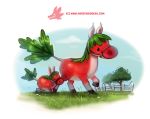  cryptid-creations cub equid equine fence feral flora_fauna food food_creature grass horse humor mammal plant pun radish sky tree vegetable visual_pun young 