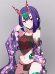  fate/grand_order fundoshi horns japanese_clothes lingerie open_shirt pointy_ears shuten_douji_(fate/grand_order) skylader thighhighs 