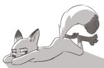  anthro blush canid canine chest_tuft claws crossed_arms dipstick_ears dipstick_tail disney fox fuel_(artist) half-closed_eyes legs_up lying male mammal markings multicolored_tail nick_wilde nude on_front pawpads simple_background socks_(marking) solo toe_claws tuft white_background zootopia 
