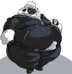  anthro belly belt beverage big_belly boot_(artist) bovid can caprine clothed clothing hand_on_hip holding_beverage holding_object jacket leather leather_jacket male mammal moobs obese obese_male open_mouth open_smile overweight overweight_male sheep simple_background smile solo standing thick_thighs white_background wide_hips wool 