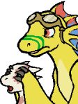  adine_(awsw) angels_with_scaly_wings animated dragon eyewear feral frill goggles horn kazerad low_res scales scalie thumbnail white_scales yellow_scales young 