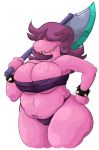  2019 amazon anthro axe bandeau big_breasts big_butt biped bracelet breasts butt chest_wraps clothing deltarune digital_media_(artwork) female freckles hair hair_over_eyes hand_on_hip holding_object holding_weapon huge_breasts jewelry long_hair melee_weapon midriff navel non-mammal_breasts panties pink_scales portrait purple_hair reptile scales scalie sharp_teeth simple_background slightly_chubby solo spiked_bracelet spikes standing susie_(deltarune) teeth thick_thighs three-quarter_portrait underwear unknown_artist video_games voluptuous weapon white_background wide_hips wraps 