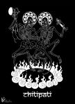  2019 animated_skeleton anthro black_and_white black_background bone canid canine dancing digital_media_(artwork) duo fire halo hi_res instrument line_art mammal maquenda monochrome simple_background skeleton undead 