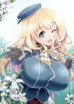  1girl atago_(kantai_collection) blonde_hair blue_eyes breasts heart heart-shaped_pupils huge_breasts kantai_collection roah symbol-shaped_pupils 