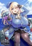  1girl atago_(kantai_collection) blonde_hair blue_eyes breasts heart heart-shaped_pupils huge_breasts kantai_collection roah symbol-shaped_pupils 