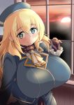  1girl atago_(kantai_collection) blonde_hair blue_eyes breasts heart heart-shaped_pupils huge_breasts kantai_collection roah symbol-shaped_pupils 