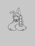  1girl animal_ears breasts bunny_ears highres huge_breasts squarewave tetris 
