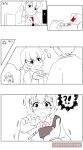  1boy 1girl april_fools aquaegg blush girls_und_panzer greyscale monochrome pregnancy_test proposal rukuriri 