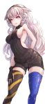  .live 1girl absurdres animal_ears armpits backless_outfit bangs bare_arms bare_shoulders black_shorts black_sweater blue_legwear breasts darjeeling_(reley) diagonal_stripes eyebrows_visible_through_hair hair_between_eyes hairband highres large_breasts long_hair meme_attire mismatched_legwear mokota_mememe red_eyes ribbed_sweater short_shorts shorts sideboob simple_background sketch solo striped striped_legwear sweater thighhighs turtleneck turtleneck_sweater very_long_hair virgin_killer_sweater virtual_youtuber white_background white_hair 