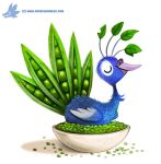  avian bird bowl cryptid-creations food food_creature galliform peafowl peas phasianid signature simple_background solo white_background 