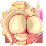  2019 absurd_res anthro big_breasts big_butt blush breasts butt digital_media_(artwork) dragon feathers female fire flaming_hair hair hi_res horn huge_butt inviting looking_at_viewer looking_back nude presenting presenting_hindquarters reptile scalie simple_background smile solo standing thick_thighs trinity-fate62 wide_hips yellow_eyes 