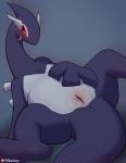  2019 anus blush dragon female feral hi_res legendary_pok&eacute;mon long_neck looking_at_viewer lugia lying nintendo on_back open_mouth pikajota pok&eacute;mon pok&eacute;mon_(species) presenting pussy shadow_lugia shadow_pok&eacute;mon solo spread_legs spreading tongue tongue_out video_games 
