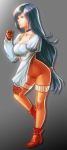  1girl black_hair bodysuit breasts brown_eyes choker cleavage closed_mouth commentary_request final_fantasy final_fantasy_ix garnet_til_alexandros_xvii gloves latex long_hair low-tied_long_hair orange_bodysuit simple_background solo 